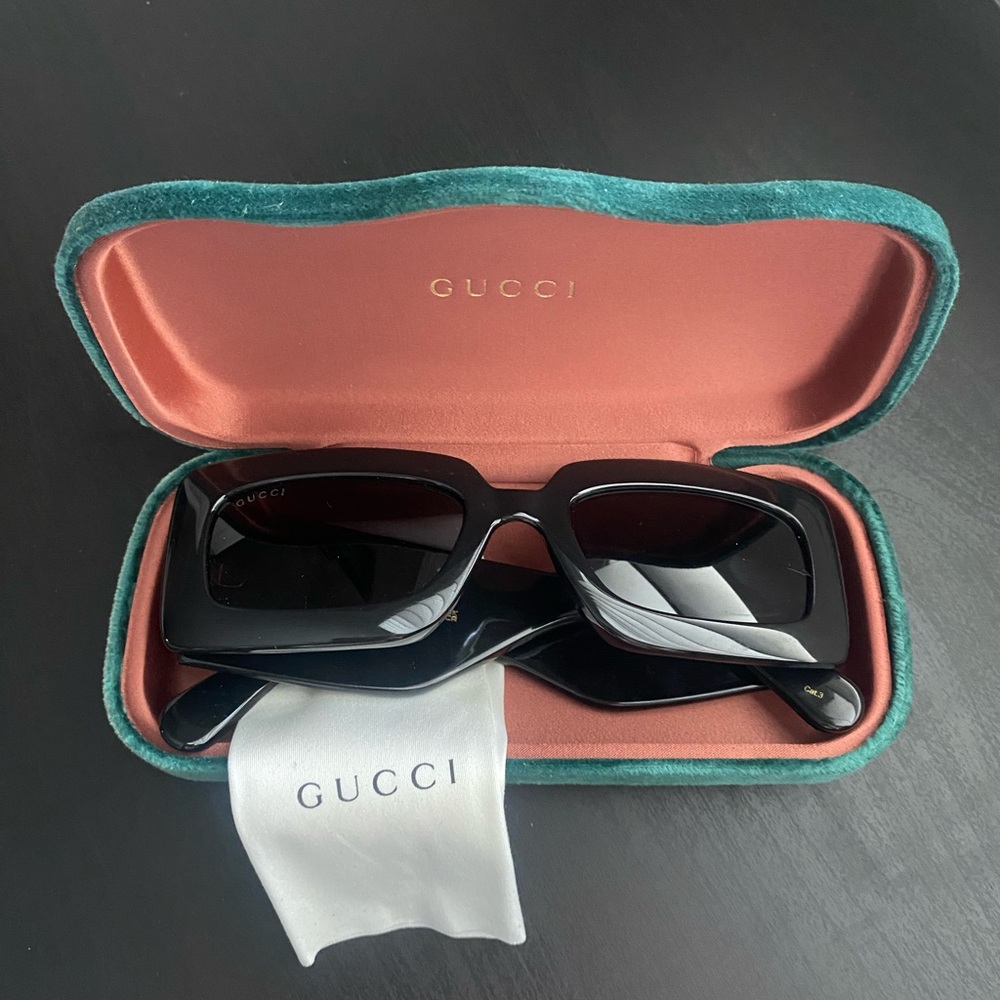 Gucci Black/Grey Rectangle Frame Sunglasses - GUCCI GG1425S - Picture 9 of 10